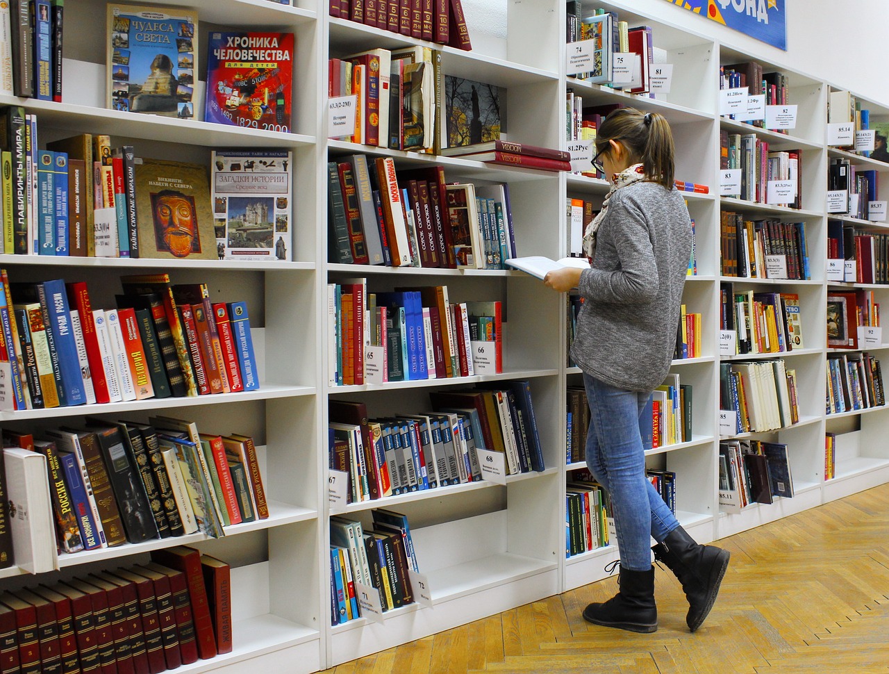 young woman, library, books-1034421.jpg